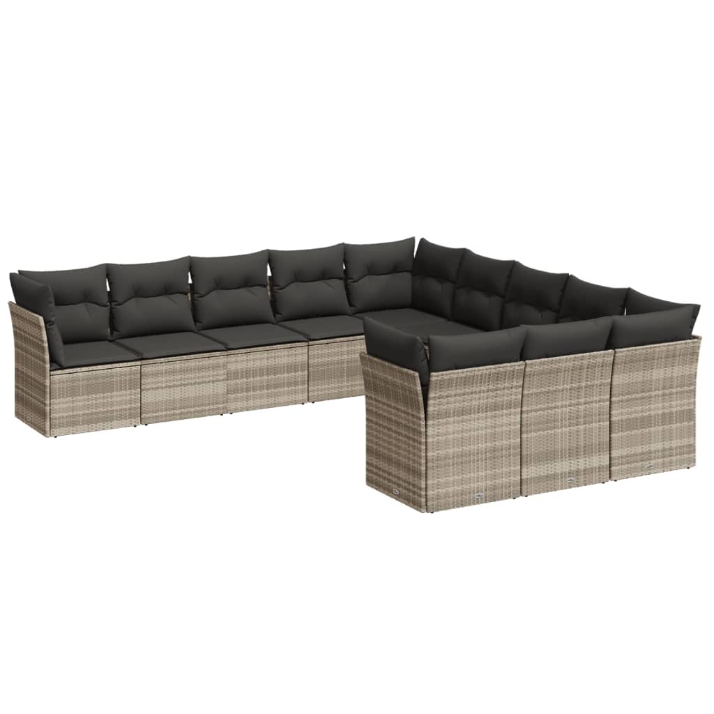 12-delige Loungeset met kussens poly rattan beige