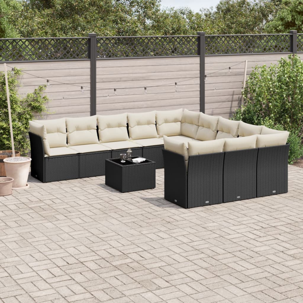 12-delige Loungeset met kussens poly rattan