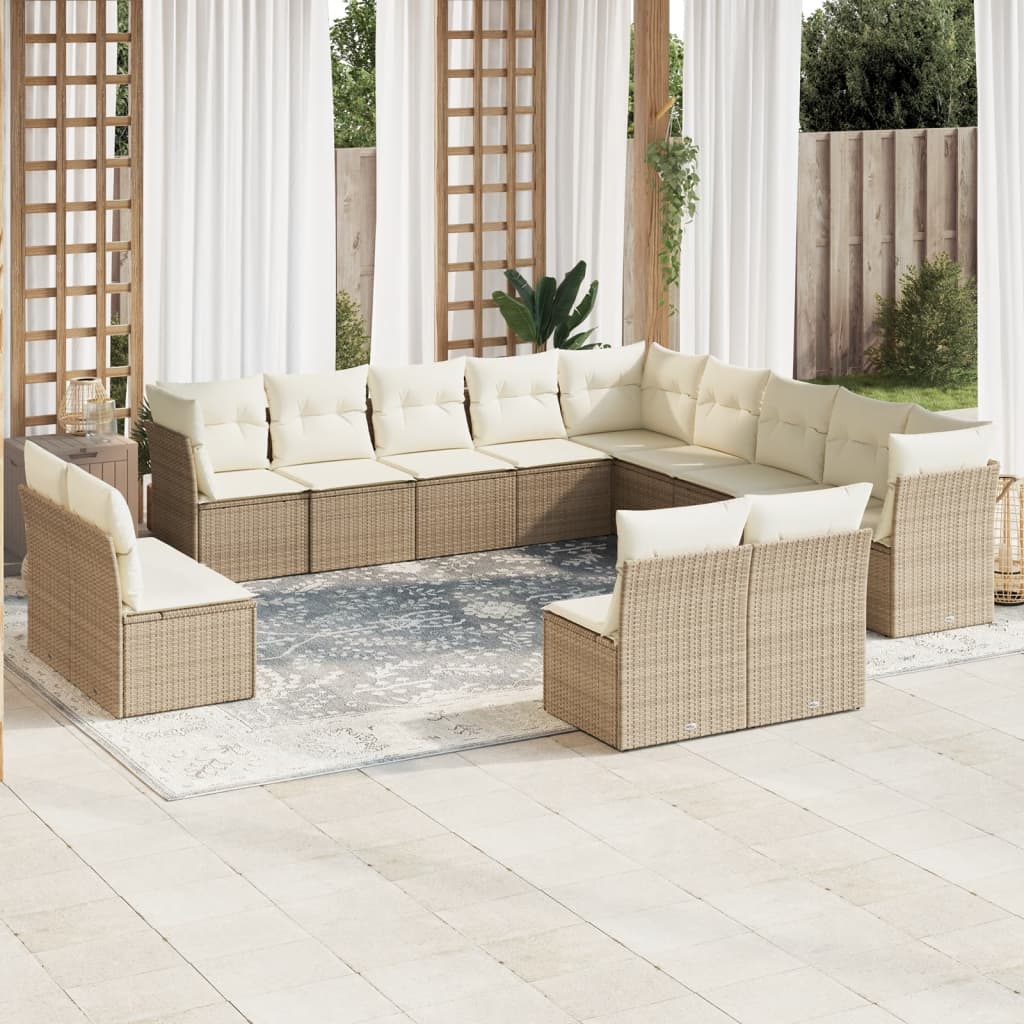 12-delige Loungeset met kussens poly rattan