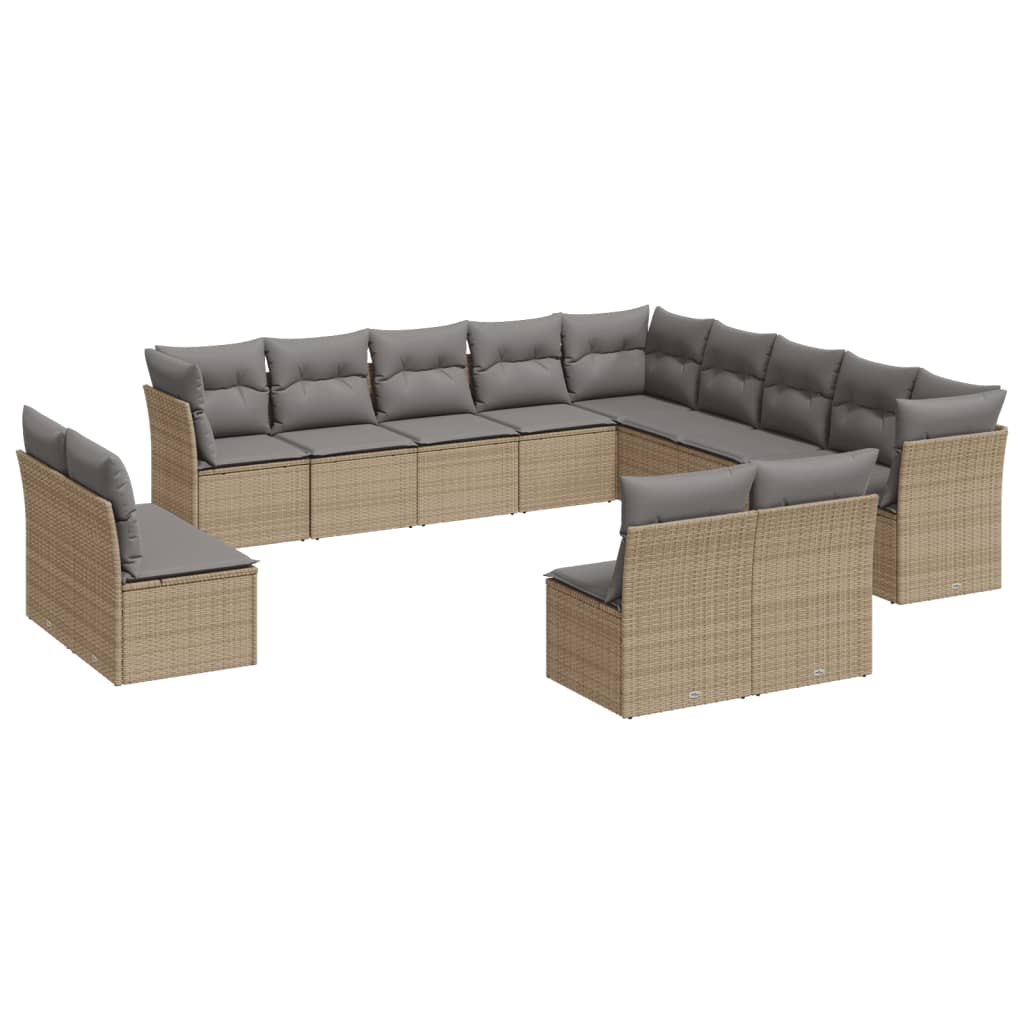 12-delige Loungeset met kussens poly rattan