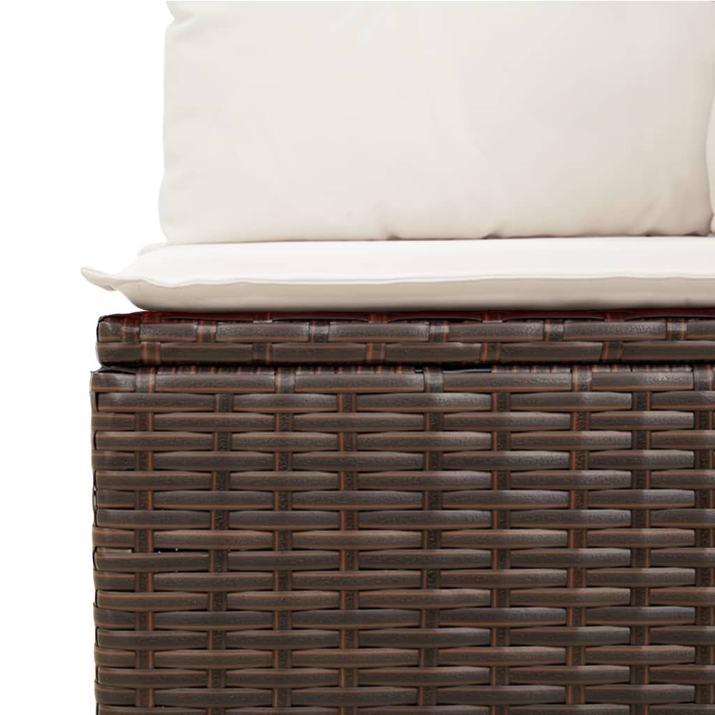 12-delige Loungeset met kussens poly rattan bruin