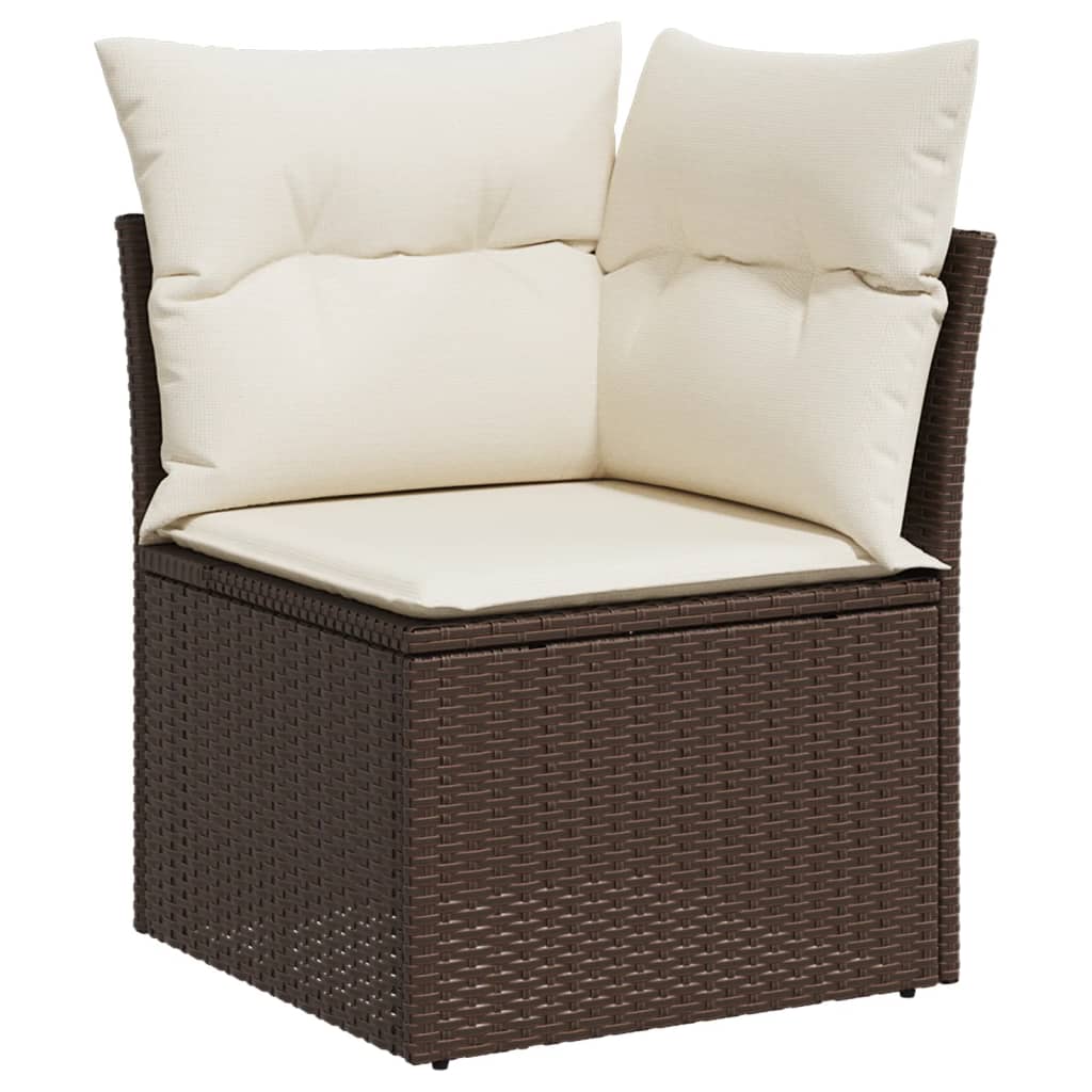 12-delige Loungeset met kussens poly rattan bruin