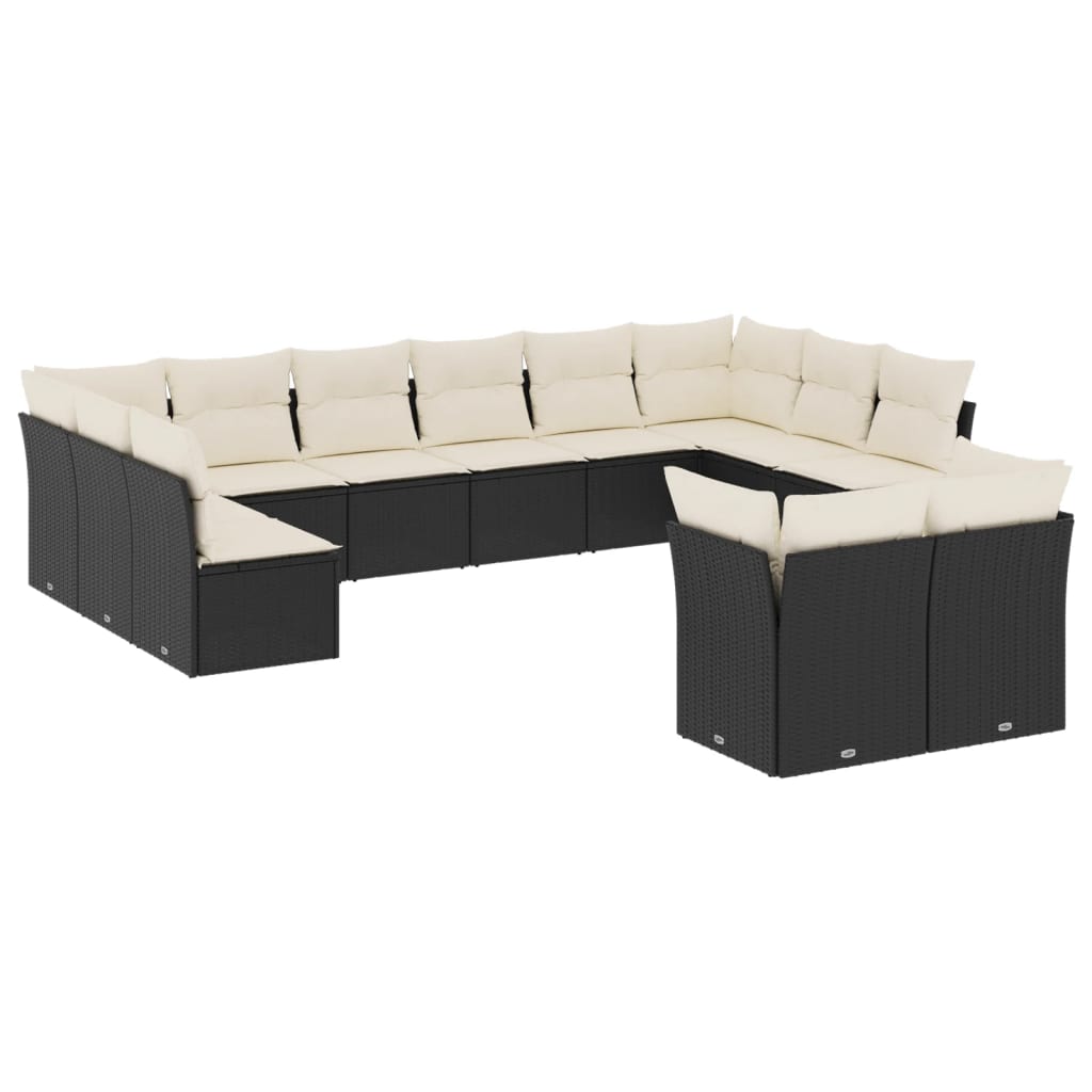 13-delige Loungeset met kussens poly rattan grijs