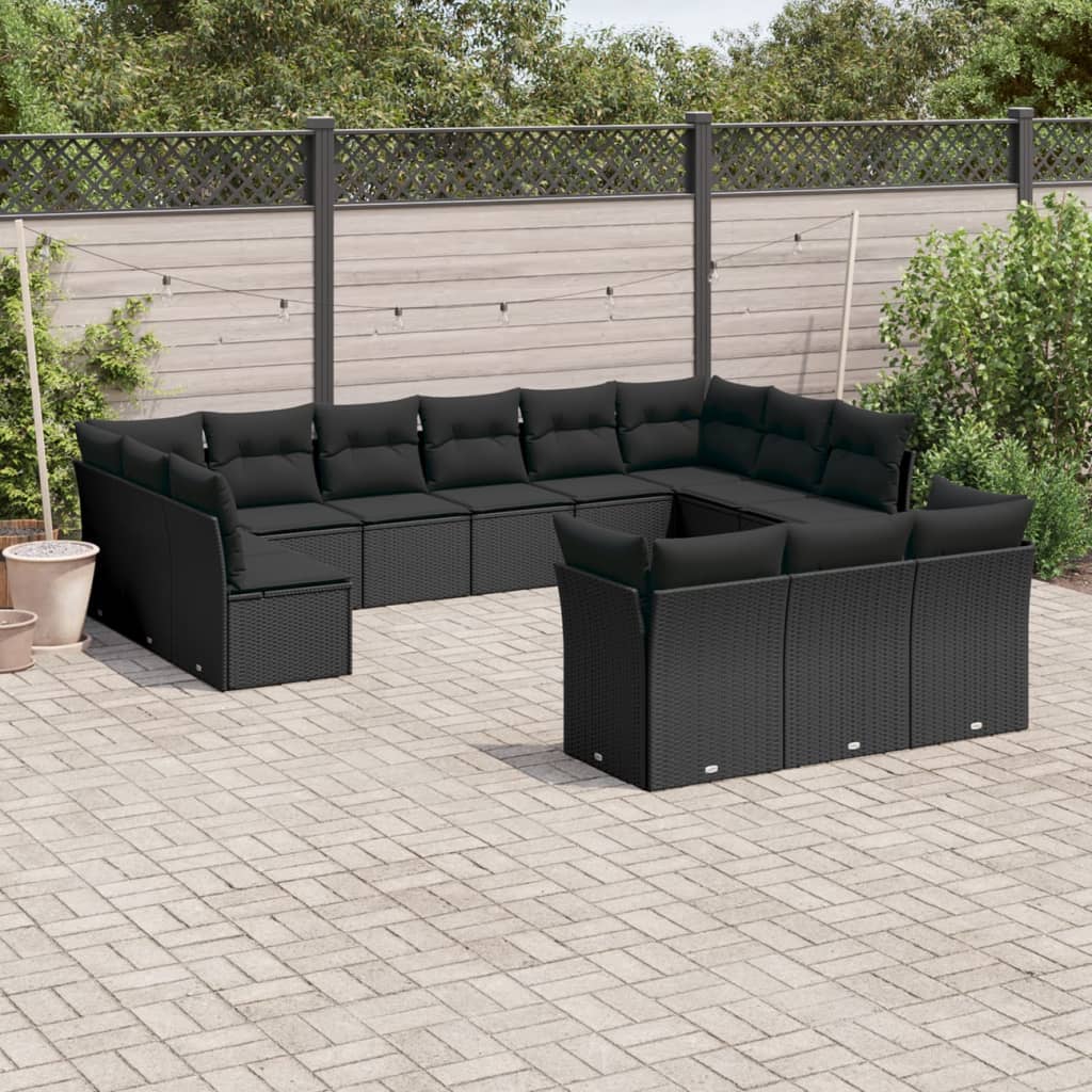 14-delige Loungeset met kussens poly rattan