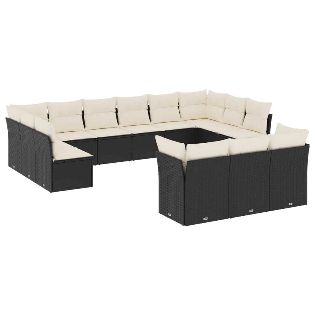 14-delige Loungeset met kussens poly rattan grijs