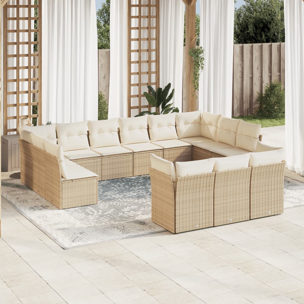 14-delige Loungeset met kussens poly rattan