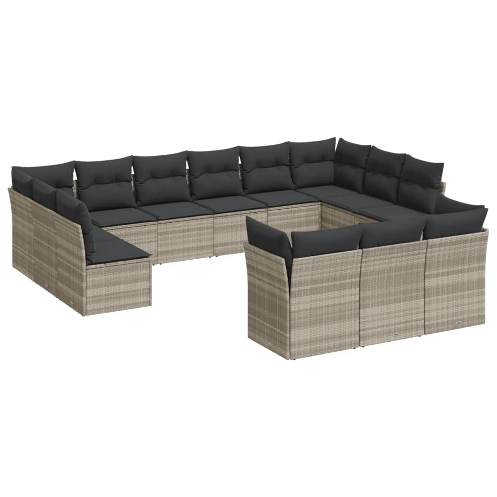 14-delige Loungeset met kussens poly rattan bruin