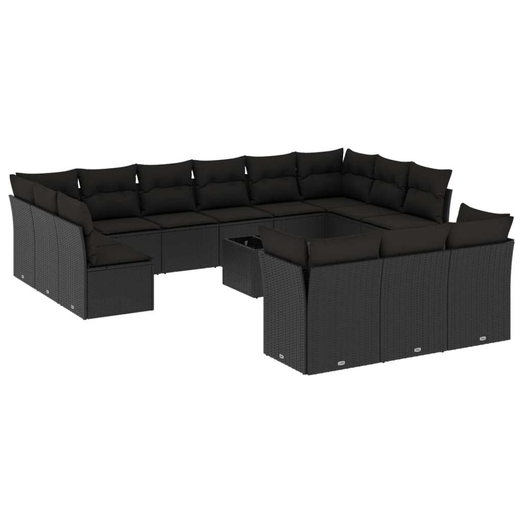 14-delige Loungeset met kussens poly rattan grijs