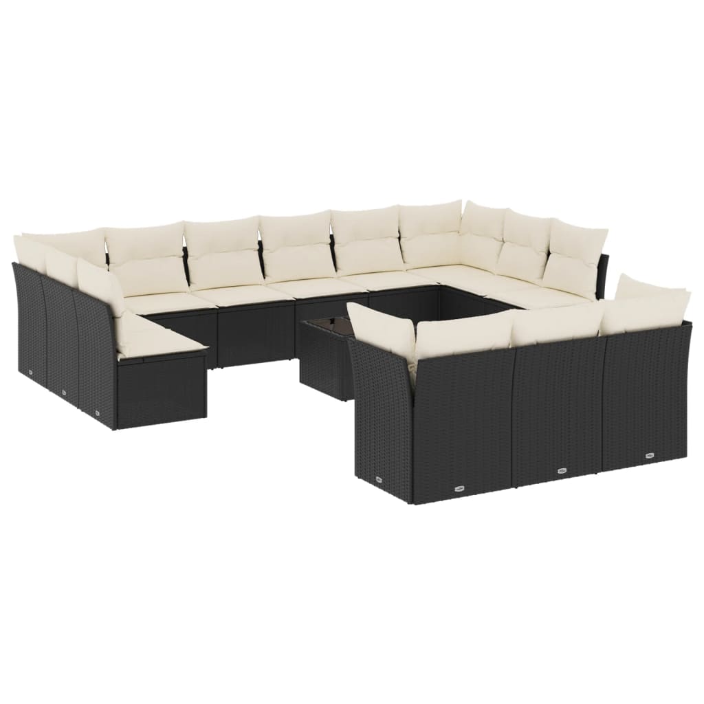 13-delige Loungeset met kussens poly rattan lichtgrijs