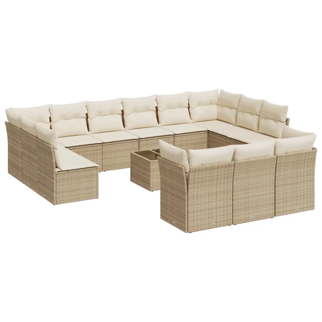 14-delige Loungeset met kussens poly rattan