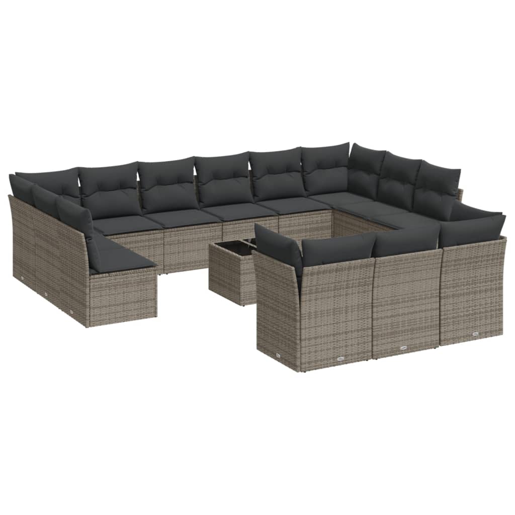 14-delige Loungeset met kussens poly rattan