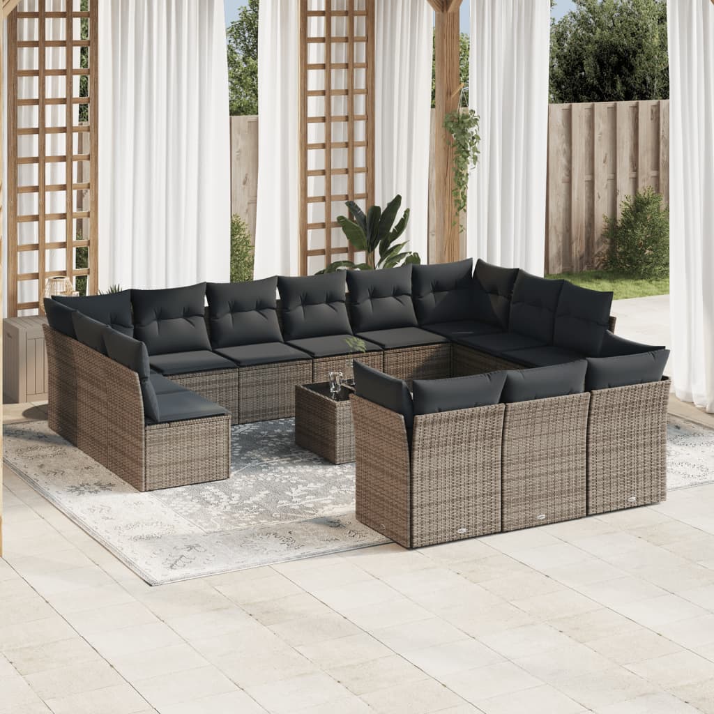 14-delige Loungeset met kussens poly rattan