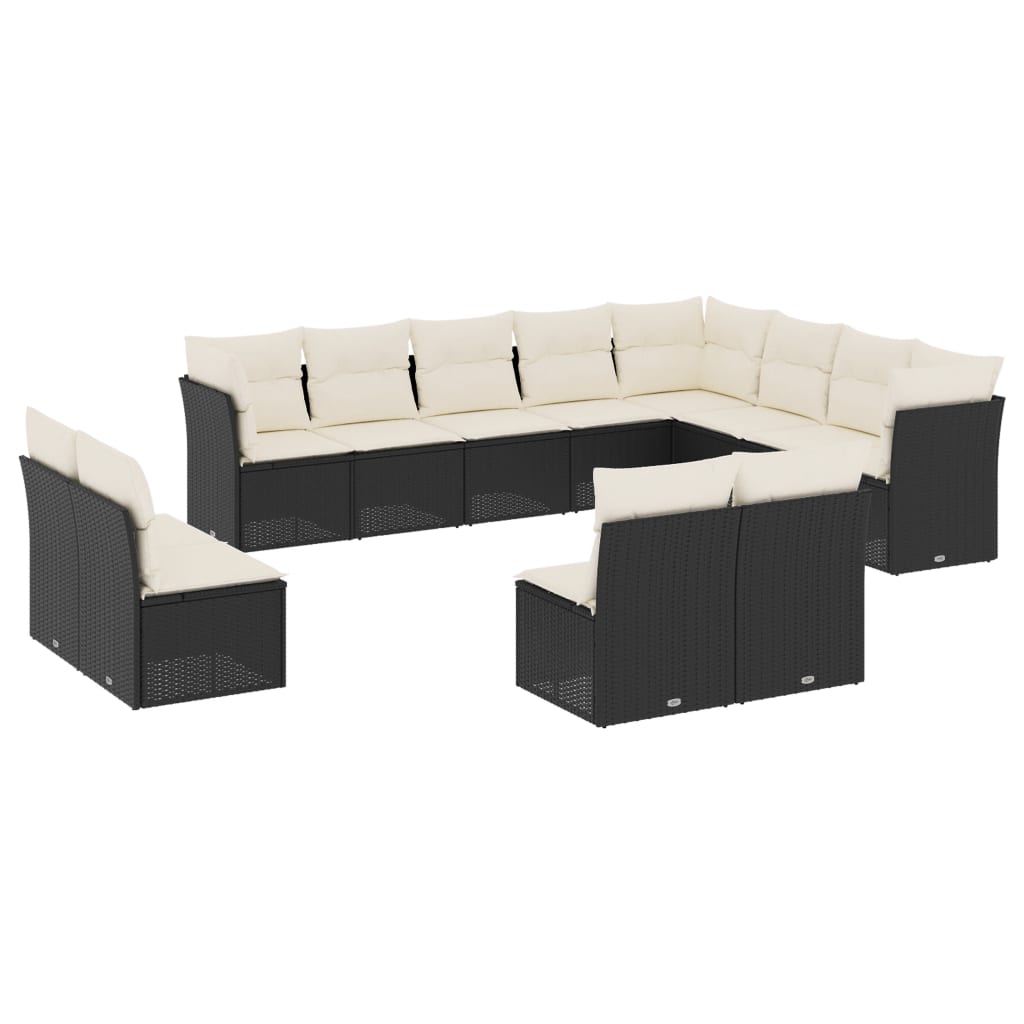 13-delige Loungeset met kussens poly rattan grijs