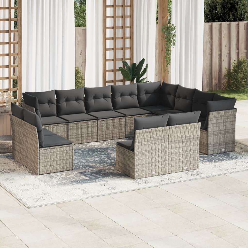 13-delige Loungeset met kussens poly rattan