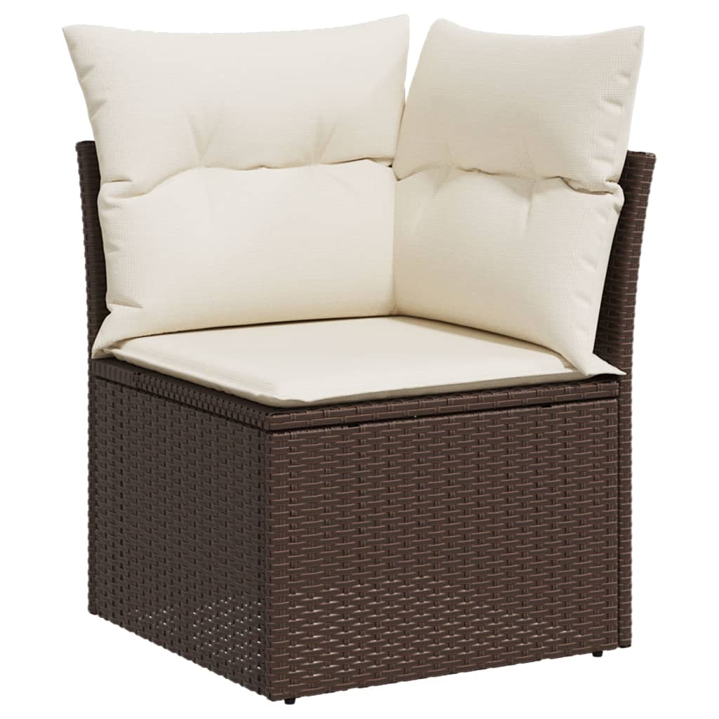 13-delige Loungeset met kussens poly rattan bruin