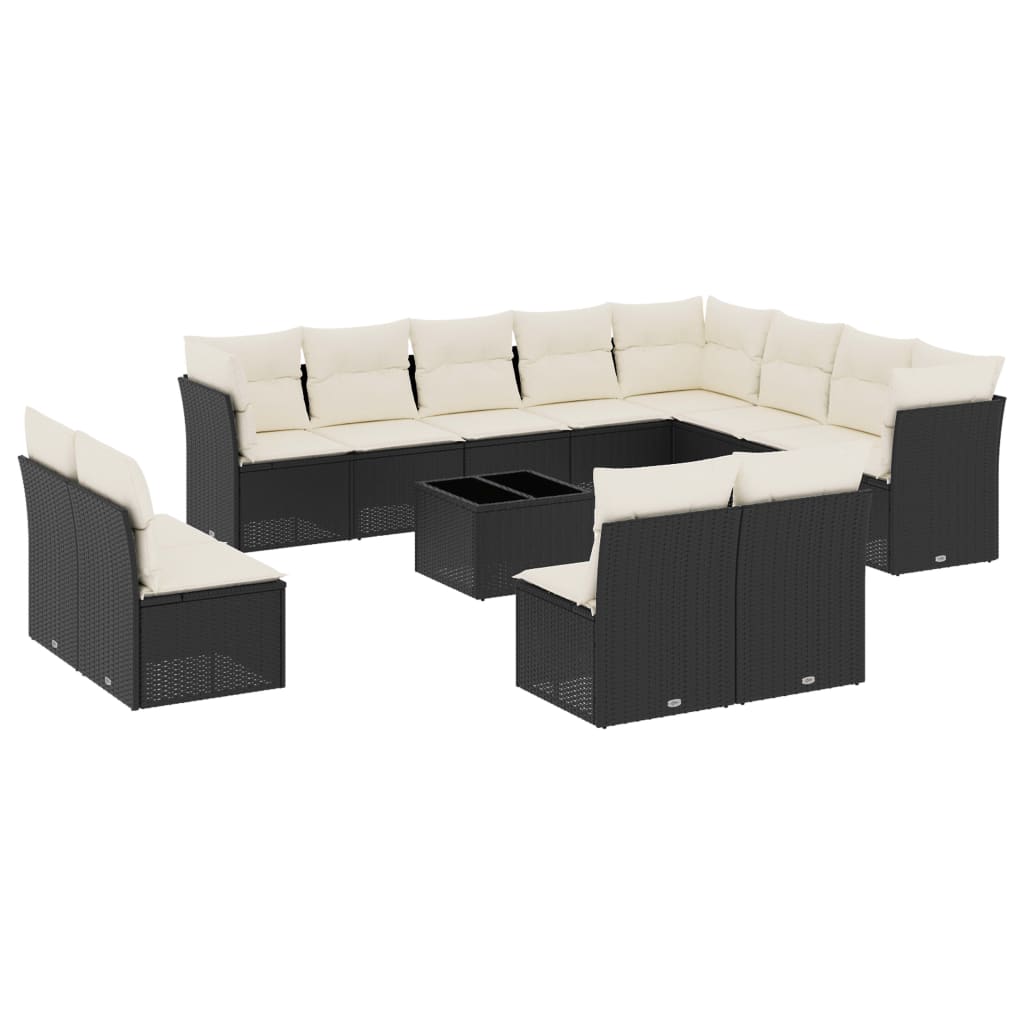 13-delige Loungeset met kussens poly rattan grijs