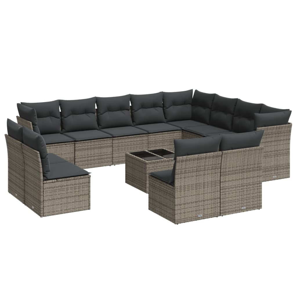 13-delige Loungeset met kussens poly rattan bruin