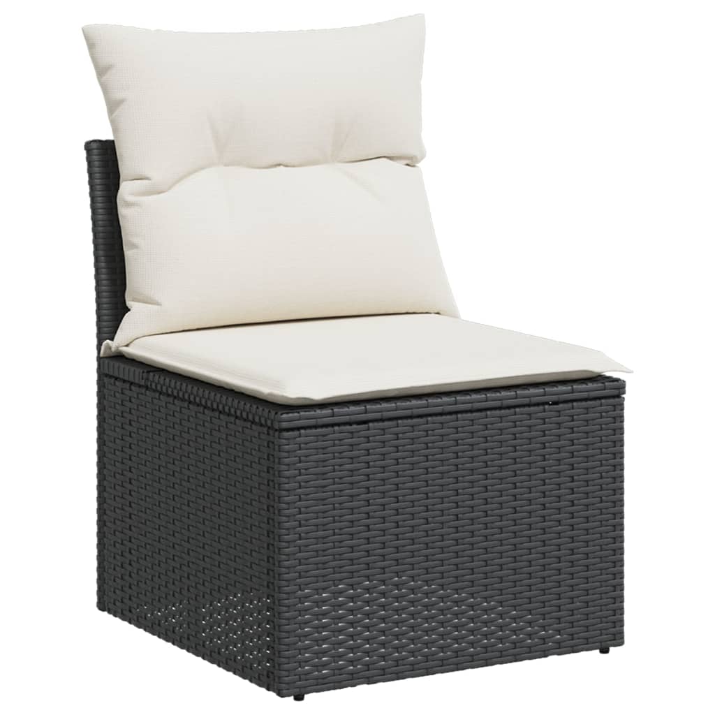 14-delige Loungeset met kussens poly rattan zwart