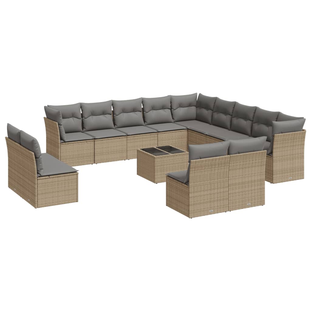 14-delige Loungeset met kussens poly rattan