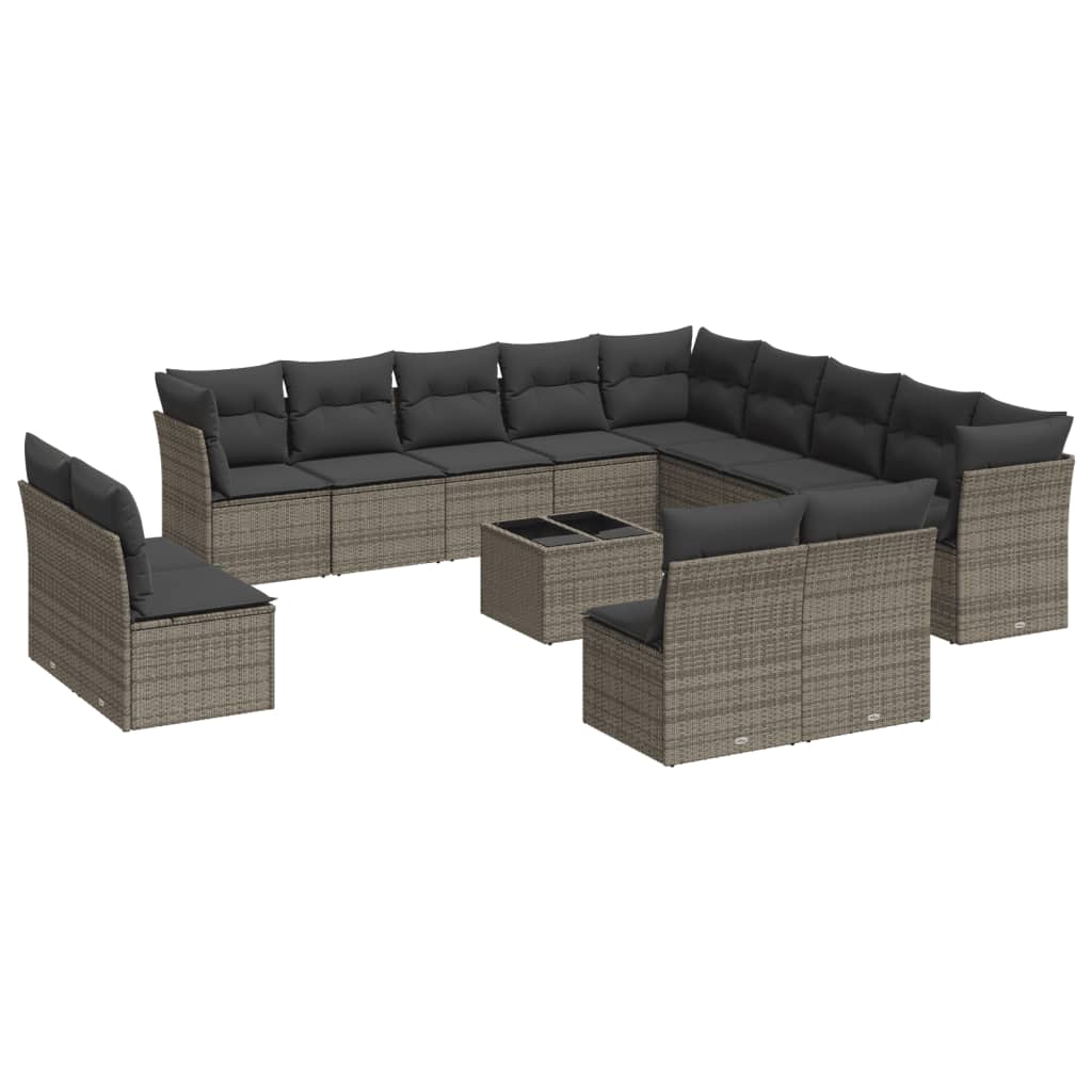 14-delige Loungeset met kussens poly rattan