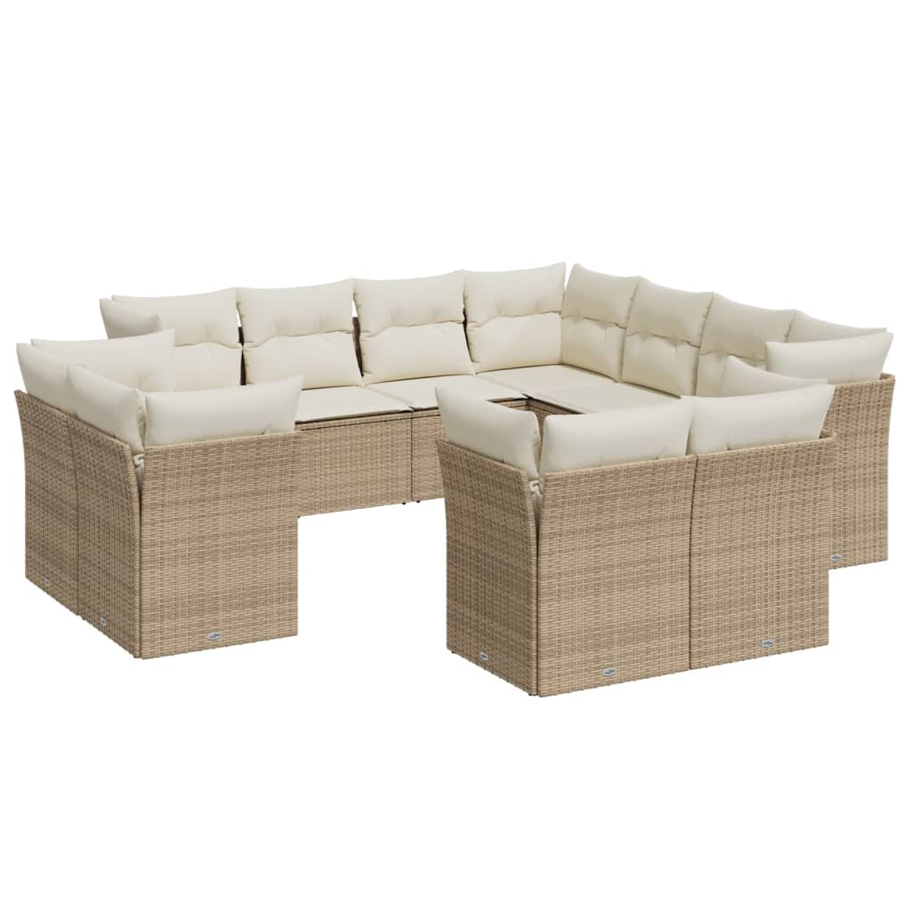 12-delige Loungeset met kussens poly rattan