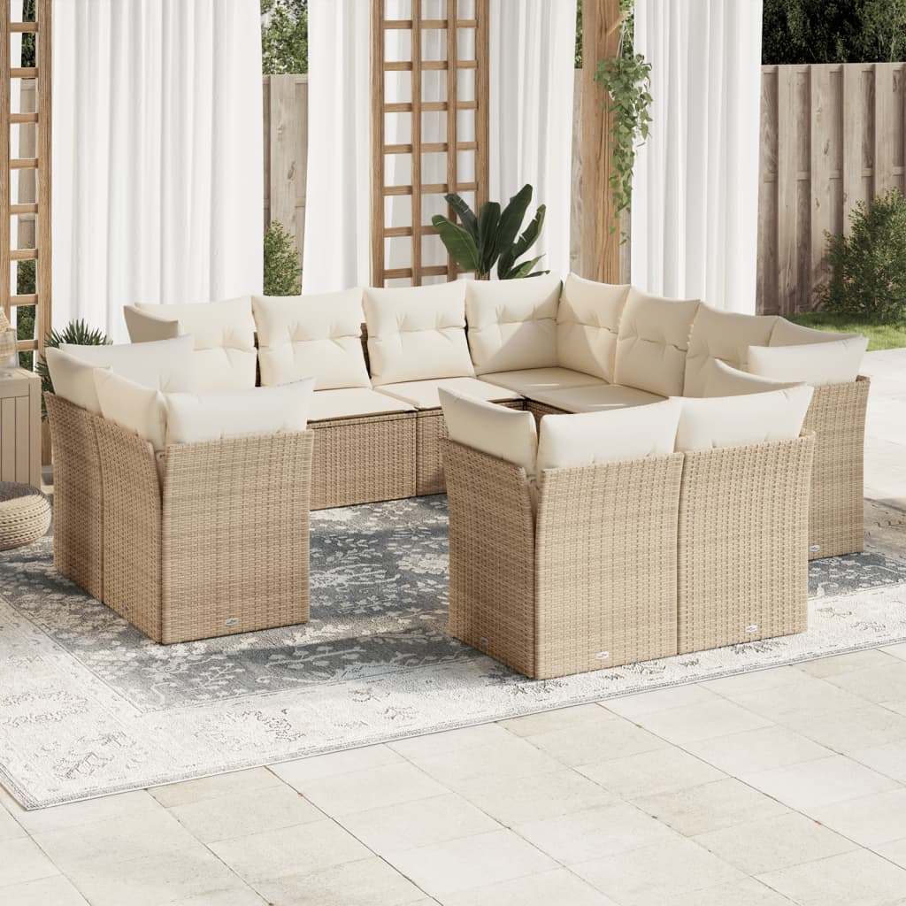 12-delige Loungeset met kussens poly rattan