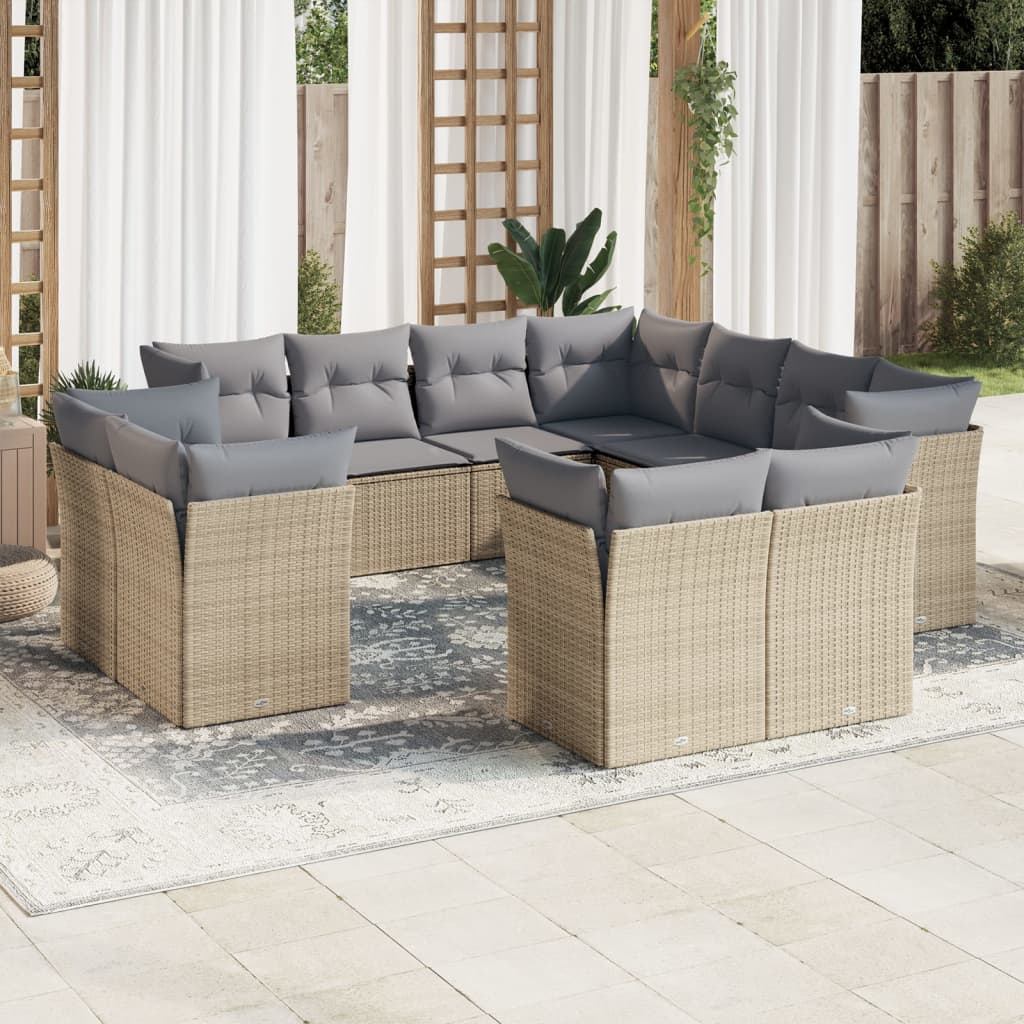 12-delige Loungeset met kussens poly rattan