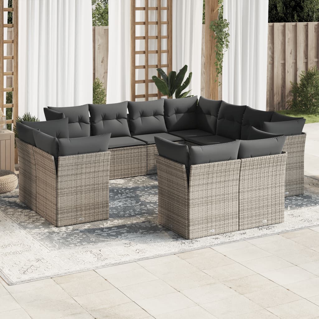 12-delige Loungeset met kussens poly rattan beige