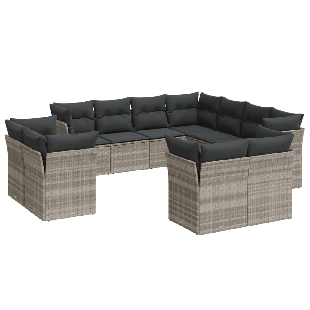 12-delige Loungeset met kussens poly rattan beige