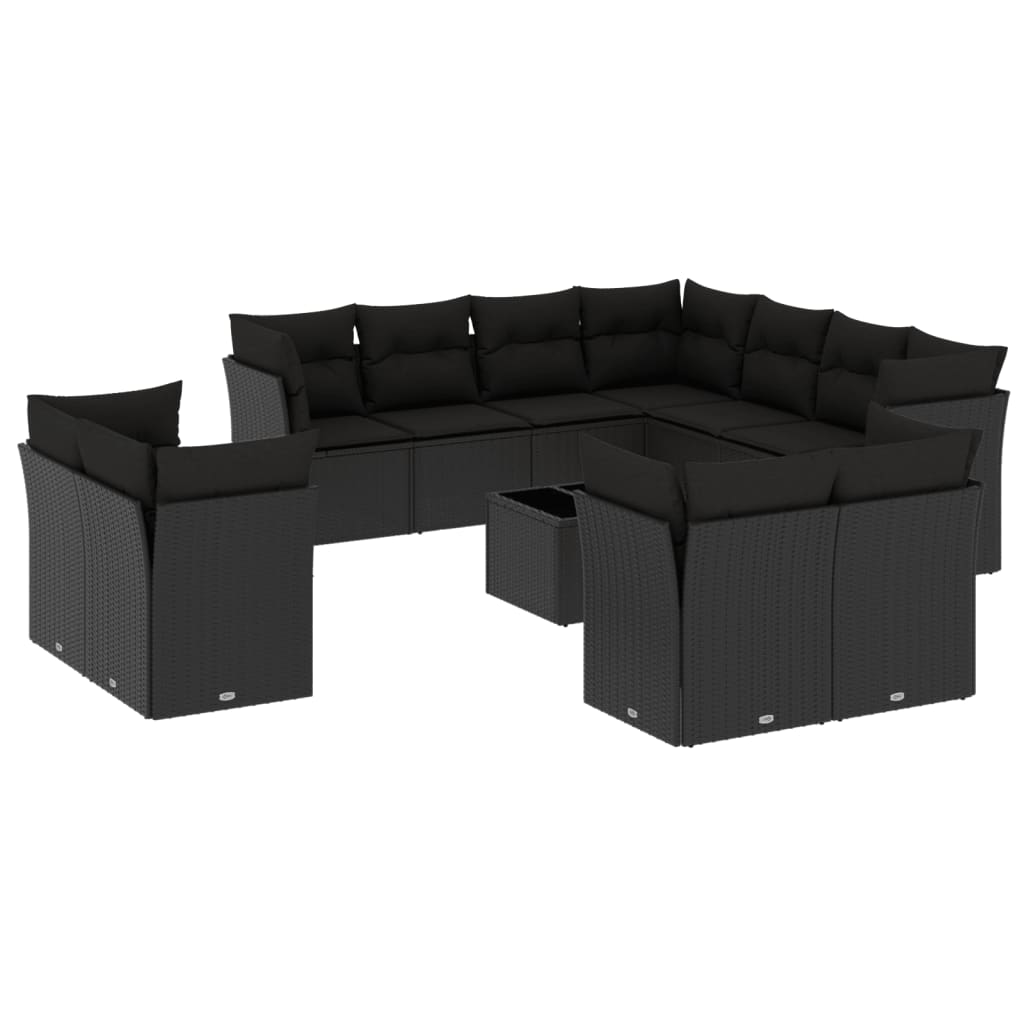 12-delige Loungeset met kussens poly rattan