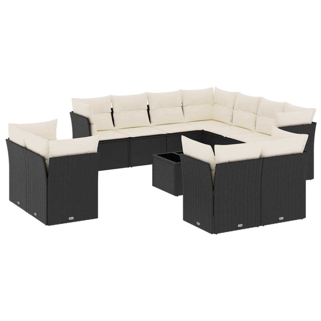 12-delige Loungeset met kussens poly rattan