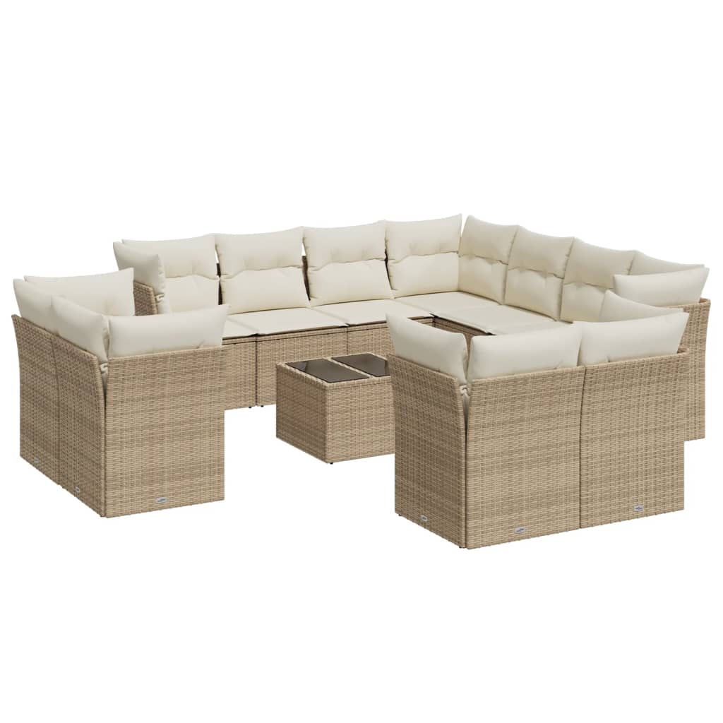 12-delige Loungeset met kussens poly rattan