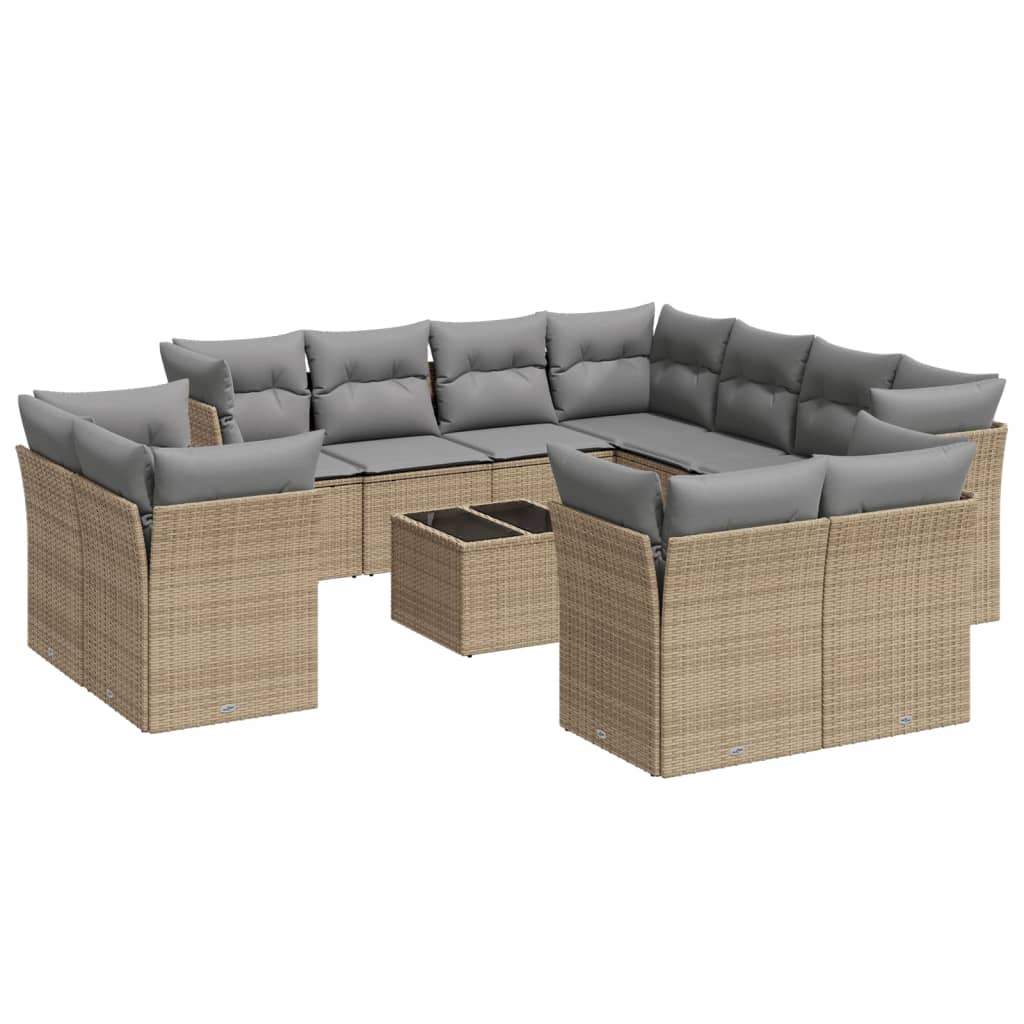 12-delige Loungeset met kussens poly rattan