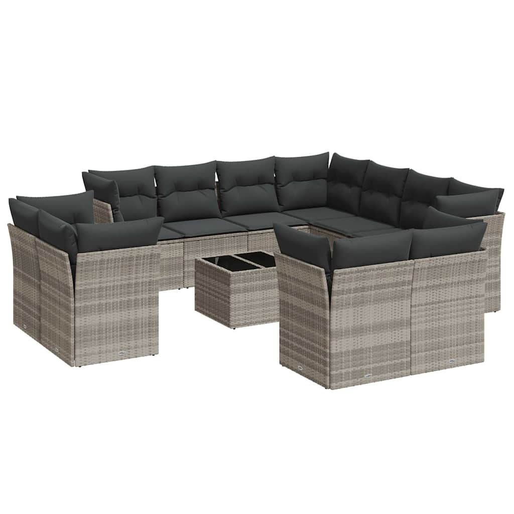 12-delige Loungeset met kussens poly rattan beige