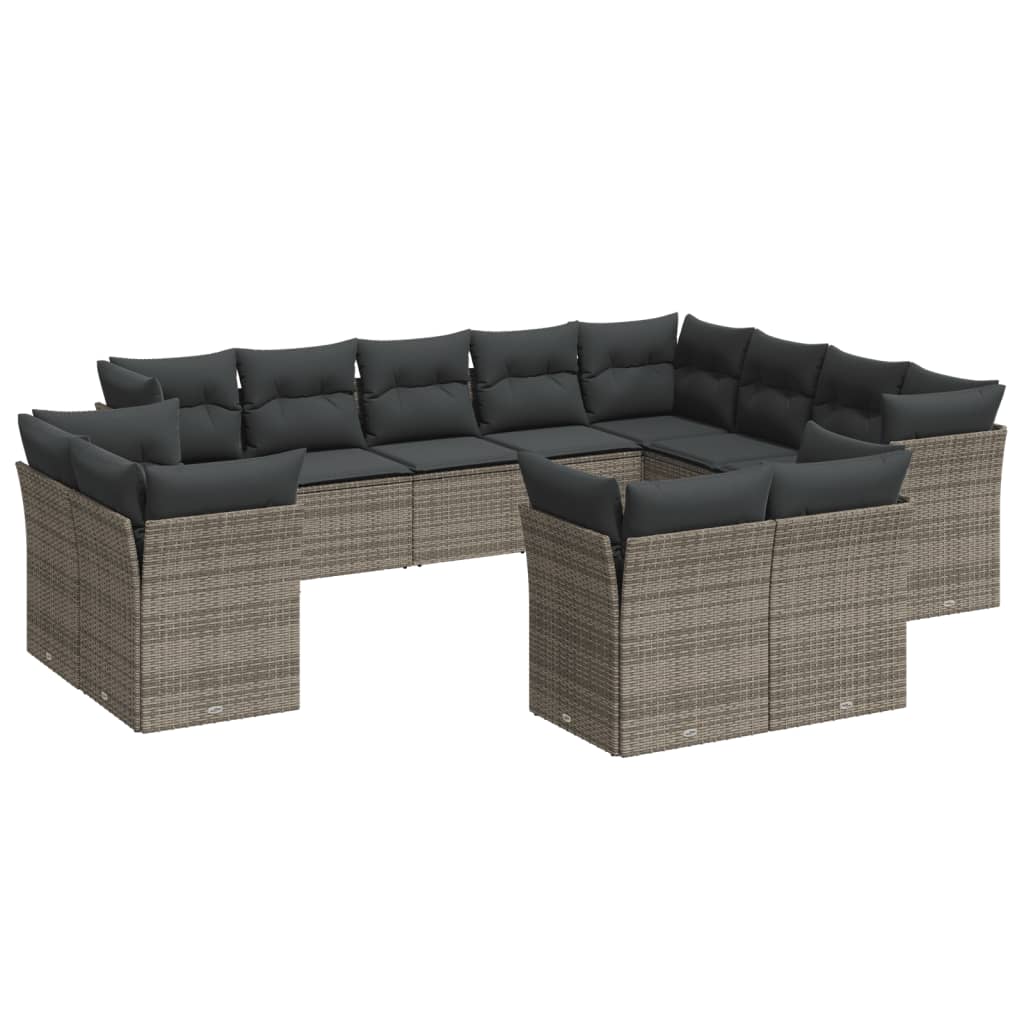 13-delige Loungeset met kussens poly rattan beige