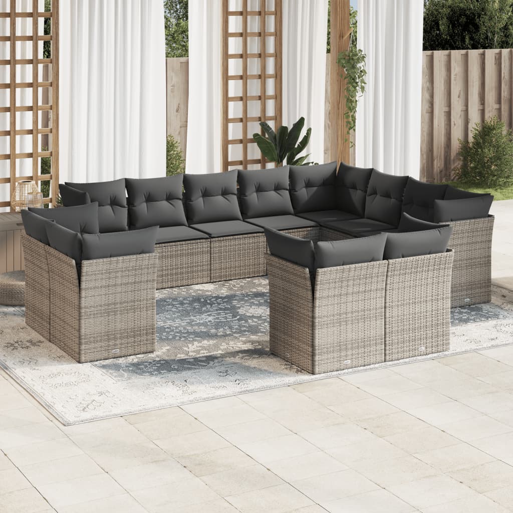 12-delige Loungeset met kussens poly rattan