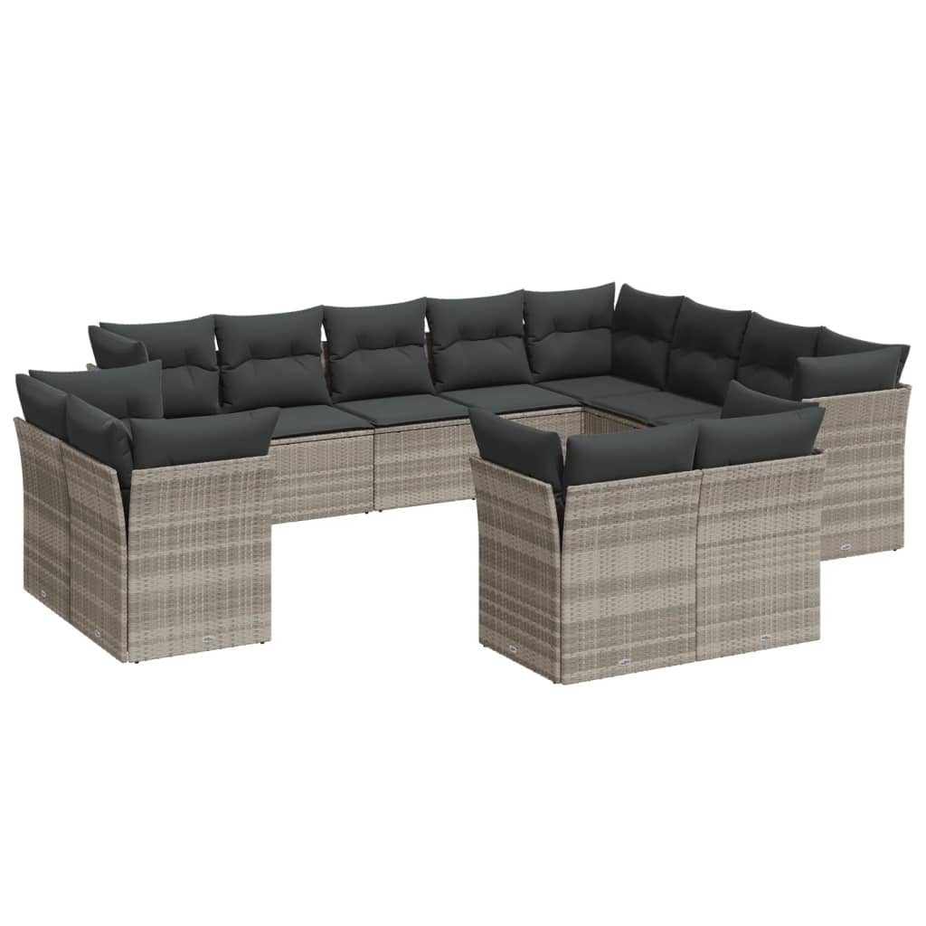 13-delige Loungeset met kussens poly rattan beige