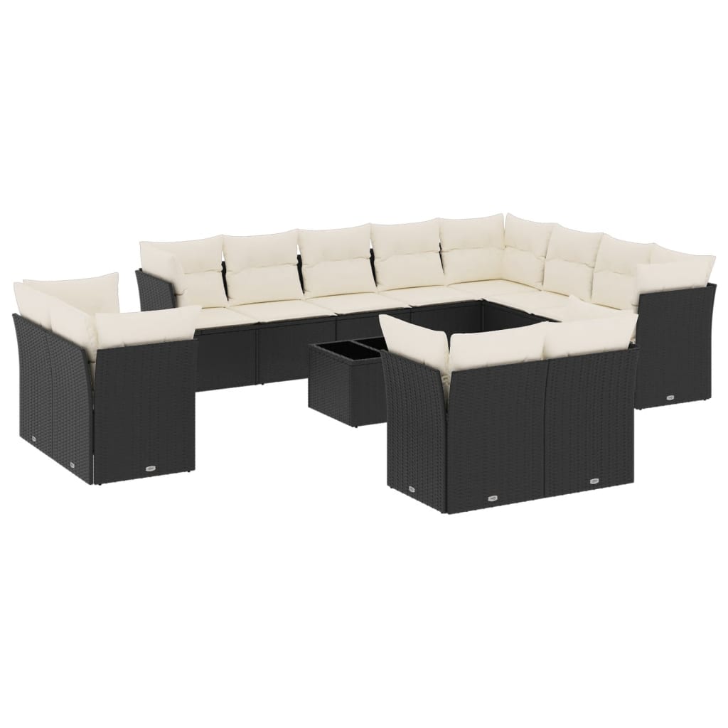 12-delige Loungeset met kussens poly rattan