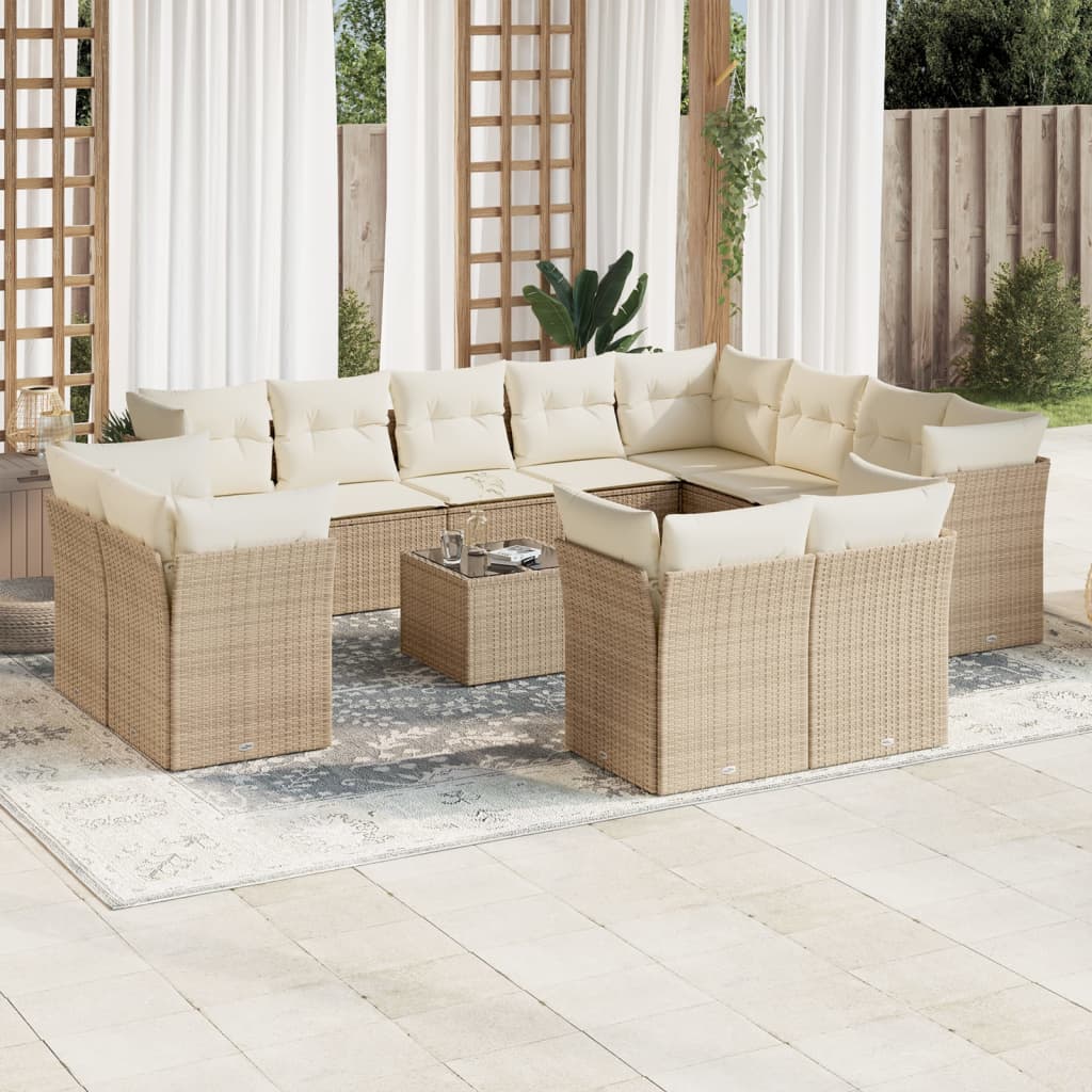 12-delige Loungeset met kussens poly rattan