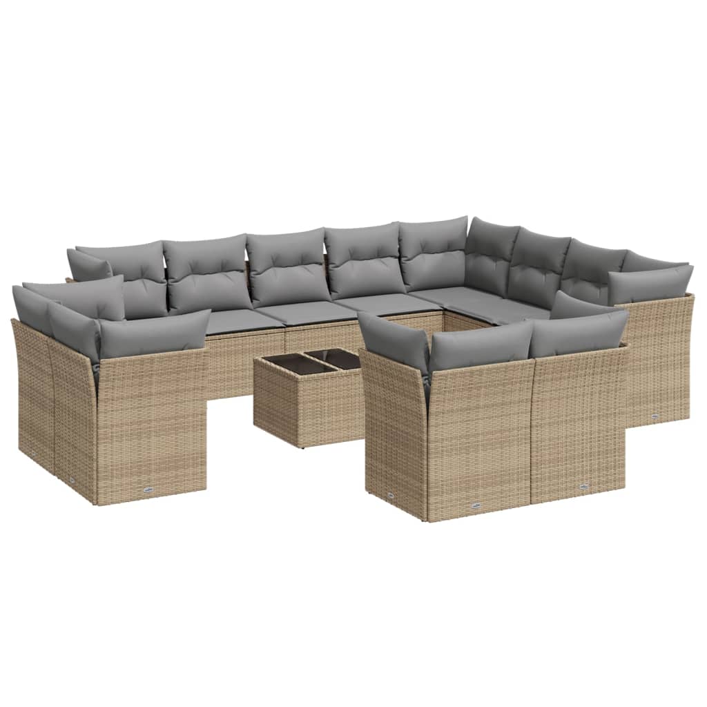 12-delige Loungeset met kussens poly rattan