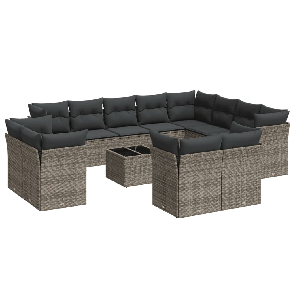 12-delige Loungeset met kussens poly rattan