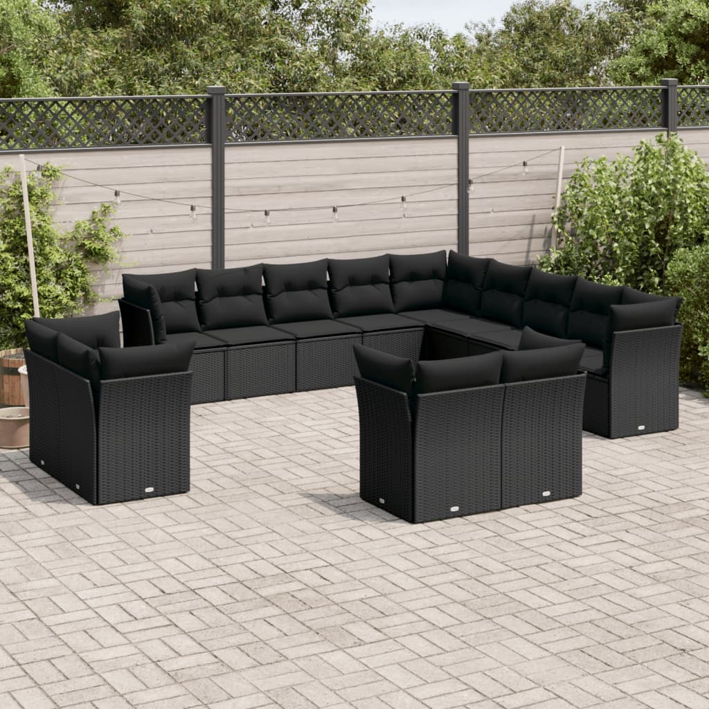 13-delige Loungeset met kussens poly rattan beige