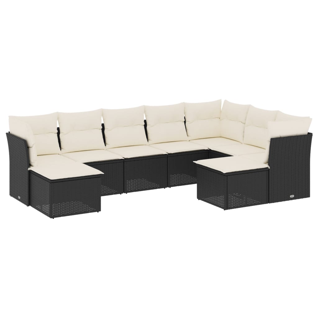 10-delige Loungeset met kussens poly rattan lichtgrijs