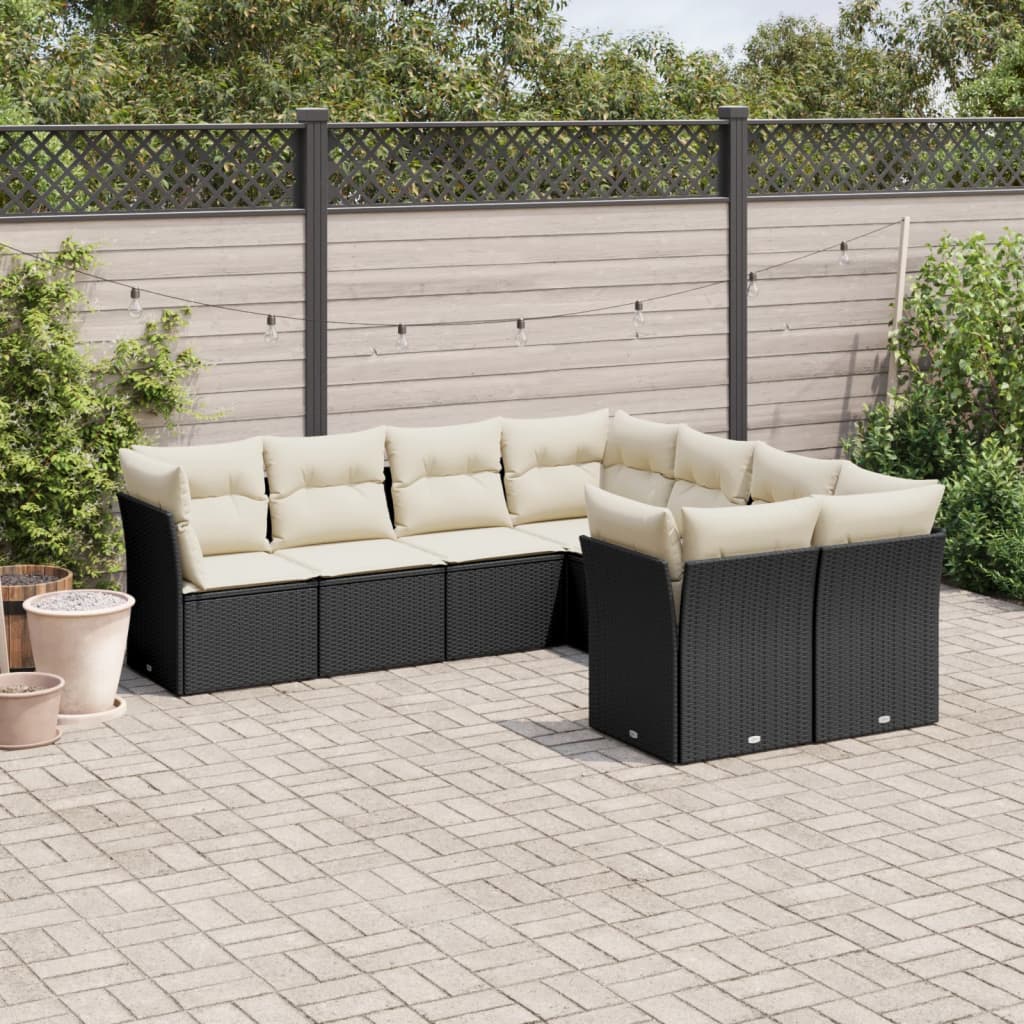 8-delige Loungeset met kussens poly rattan