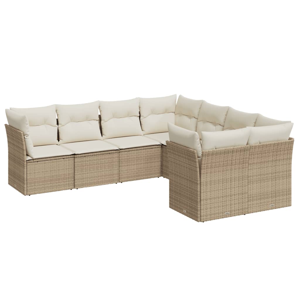 8-delige Loungeset met kussens poly rattan