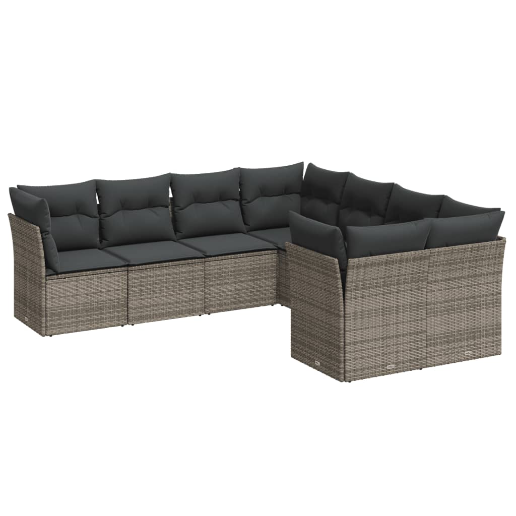 8-delige Loungeset met kussens poly rattan