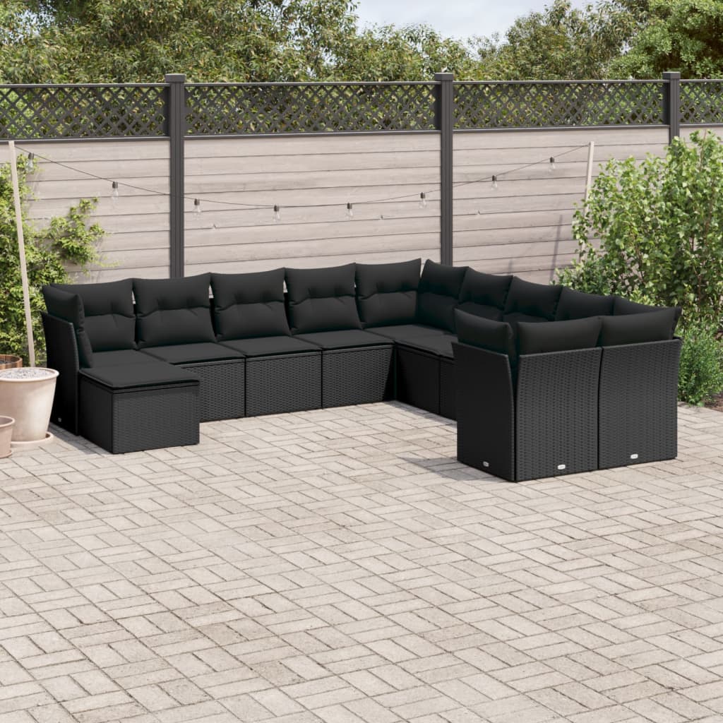 12-delige Loungeset met kussens poly rattan beige