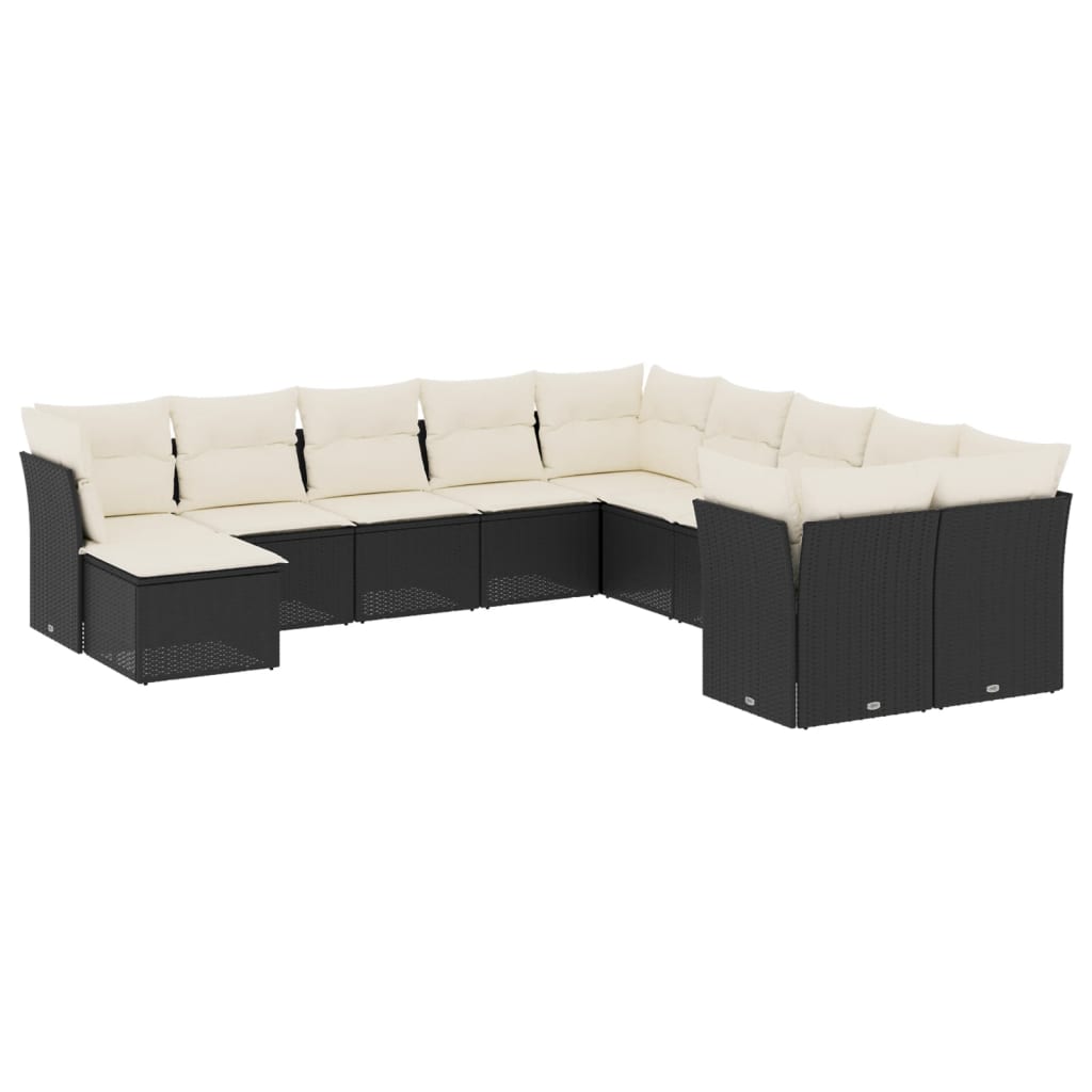 12-delige Loungeset met kussens poly rattan beige