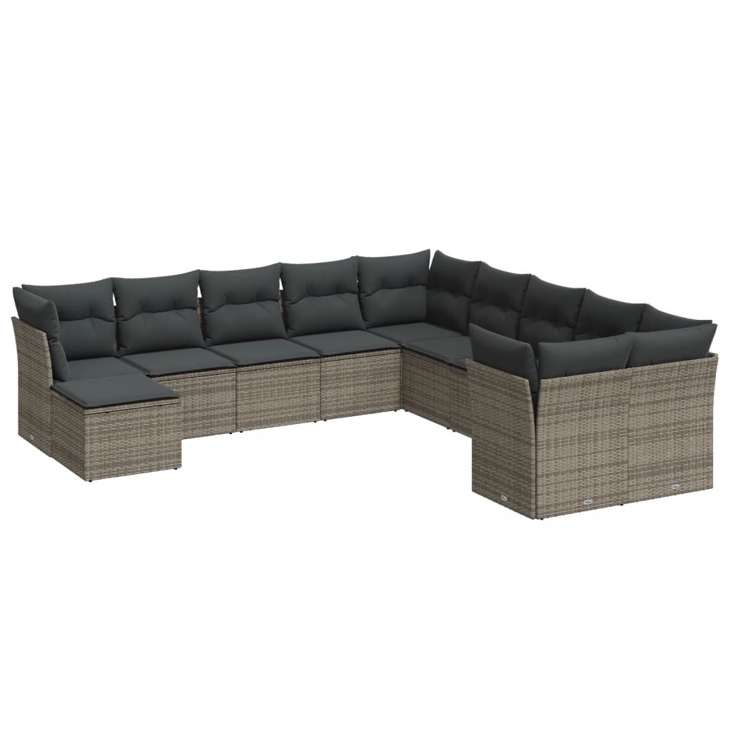 12-delige Loungeset met kussens poly rattan beige