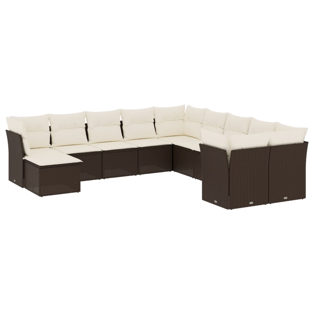 12-delige Loungeset met kussens poly rattan beige